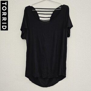 TORRID 2 Black Strappy Ladder Cutout Back Tunic Top Plus Size 18/20 2X